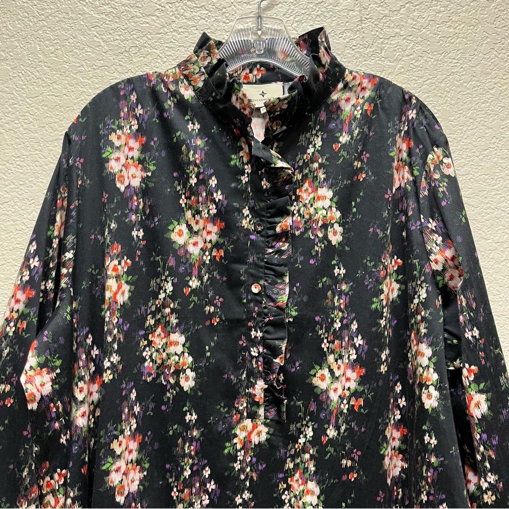Tuckernuck Tate Dress Onyx Falling Flowers Bouquet Floral Ruffle Pleated Hem 3XL - Picture 6 of 11